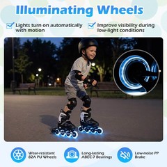 Kids’ Inline Skates for Boys Girls Ages 5-7, 4 Sizes Adjustable Blade Roller