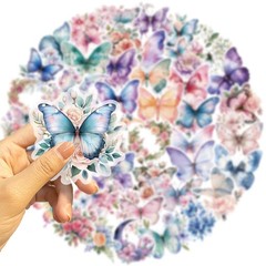 200pcs PET Butterfly Stickers for Water Bottles, Waterproof Transparent Holog…