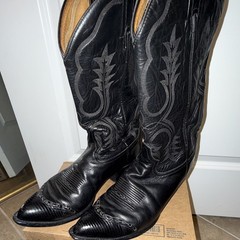 Tony Lama Men’s Black Leather Western Cowboy Boots US 9.5 Style 6214