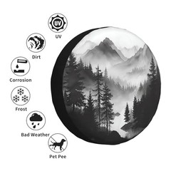 Spare Tire Cover Mountain Lake Tree Landscape Wheel Covers Weatherproof