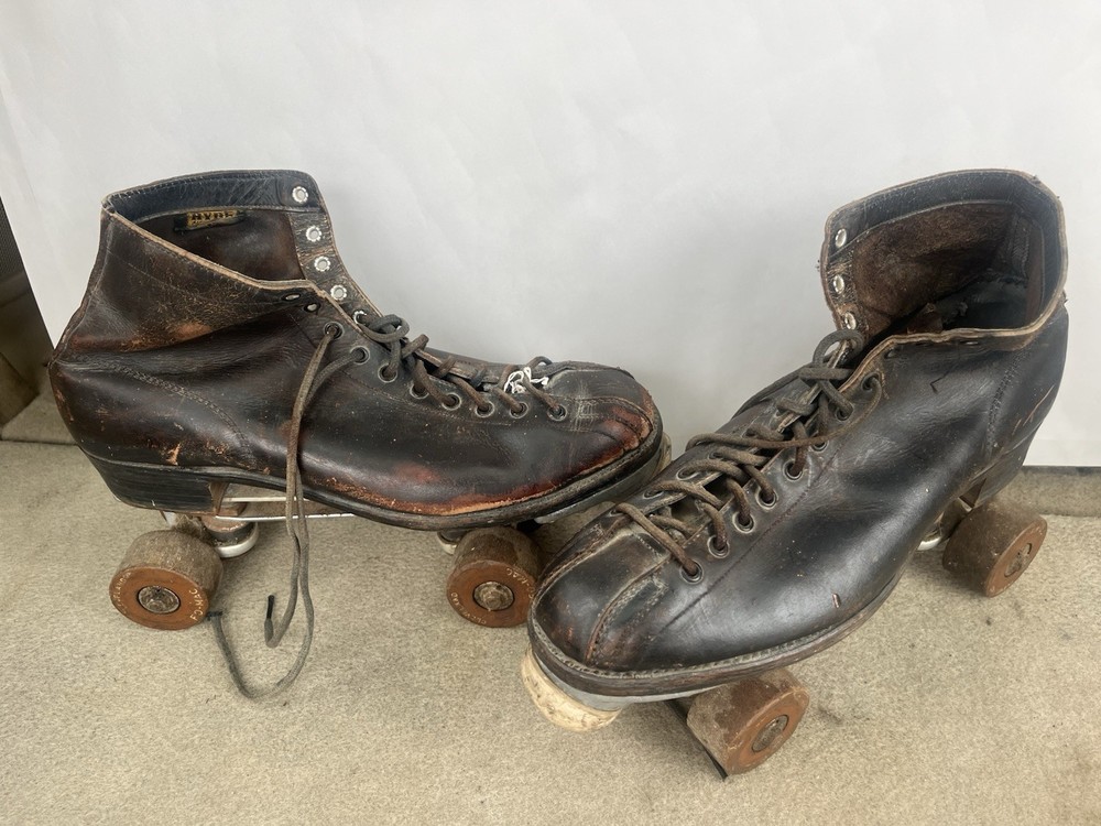 Vintage 1950s Hyde Black Leather Roller Skates – Cleveland Skate Co. – Men’s 11