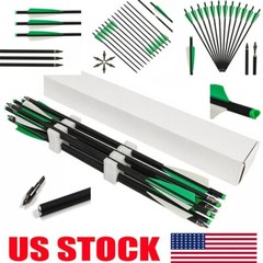 20» Hunting Crossbow Bolts Carbon Arrows 12PCS 4″ Vanes Archery Crossbow Arrows