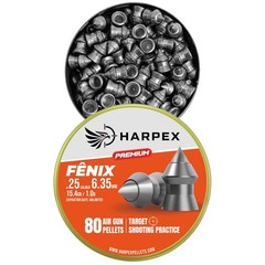 HARPEX Fenix 80 Count HIGH IMPACT POINTED 6.35mm .25 Caliber Airgun Pellets