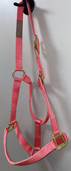 NEW PINK LARGE 1100 – 1500 LBS NYLON HORSE HALTER GOLD TONE HARDWARE