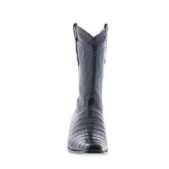 Los Altos Square Toe Caiman Belly Boot Mens Black Wide Cowboy Western Boots