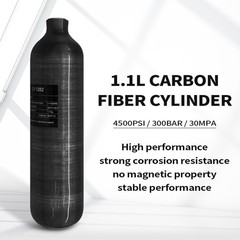 TUXING 4500PSI PCP Air Tank 1.1L Carbon Fiber HPA Tank with Dual Gauge Regulator
