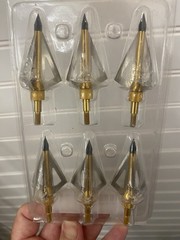 12 Fixed Blade Broadheads Gold Black Metal Arrowheads Hunting Archery 2 Packs