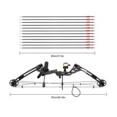 Compound Bow Kit with 12 Arrows Right Hand Archery Hunting Set Black 30-55lbs