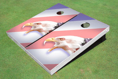 American Bald Eagle Striped Flag Custom Cornhole Board