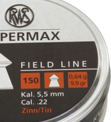 RWS Field Line 150 Count HYPERMAX Pointed Lead-Free 5.5mm .22 Caliber Pellets