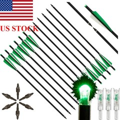 20» Crossbow Bolts Carbon Shafts OD8.8mm / 3 xLighted Nocks for Archery Hunting