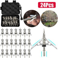 24Pcs 100Grains Archery Broadheads 2″ Dia Expandable Hunting Arrowhead w/2 Blade