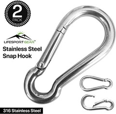 316 Stainless Steel Heavy Duty Carabiner Clips 4 Pack Spring Snap Hooks for Gym