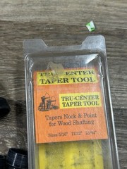 Tru-Center Taper Tool with 5/16”, 11/32”, 23/64” Guides For Wood Shafting