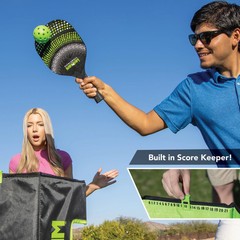 Kan Jam Pack ‘N Go Pickleball Set, Portable Outdoor Game with 2 Wooden Paddles