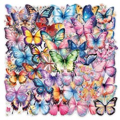 30Pcs Random Colorful Transparent PET Butterfly Nature Decal Waterproof Stickers