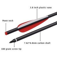 12pcs 18/20 Inch Archery Carbon Arrow Hunting Arrows for Compound&Recurve Bow