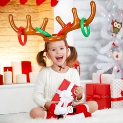 2 Set Inflatable Reindeer Ring Toss Game for Christmas Party Favors Supplies