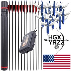 30″ Archery Carbon Arrows Turkey Feather Compound Recurve Bow Arrowhead Quiver