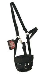 Barn and Stable adjustable Black Nylon/Rubber Horse Pony Yearling Grazing Muzzle