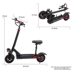 48V 800W Fat Tire Electric Scooter 10″ Off-Road High Speed 28MPH Long Range