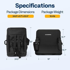 24.5» Heated Stadium Seat Bleacher Chair w/ 12V 20W PD Fast Charging 3 Levels