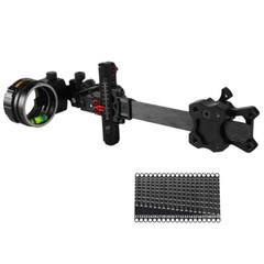 Compound Bow Sight 5Pin 0.019″ Archery 4X 6X 8X Lens Carbon Rod Adjustable RH LH