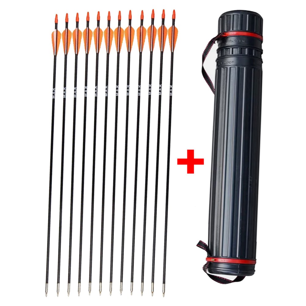 12Pcs Archery 31″ Fiberglass Arrows +/or Quiver for Compound Recurve Bow Hunting