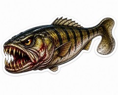 Angry Swimbait Sticker fishing lure Bass Pike Trout Decal Jig Bait