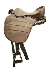 Western Treeless OG Suede Leather Horse Riding Endurance Saddle w Cinch Stirrup