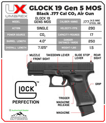 Umarex Glock 19 MOS .177 Cal Air Pistol Blowback + RMR, BBs & CO2 (2255230) Gen5