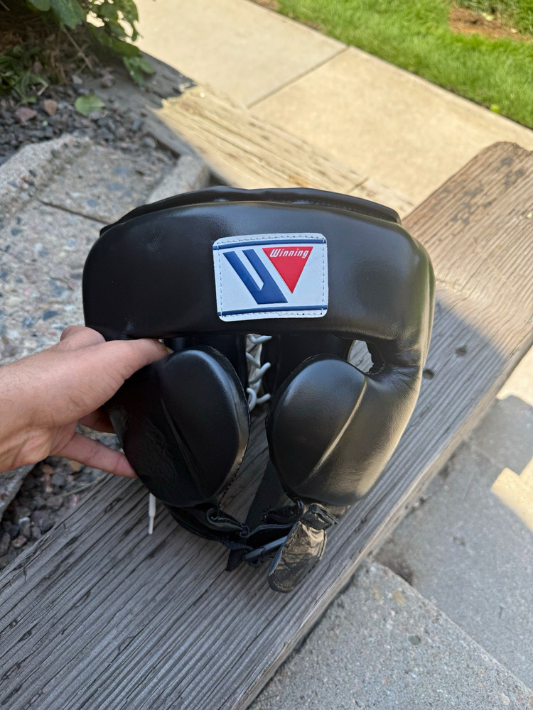 Training Boxing Headgear Lace-Up Back Black Adult Unisex