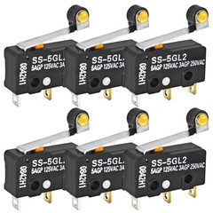 SS-5GL2 Microswitch (Pack of 6) – 125V AC 5A Micro Limit Switch, Hinge Roller