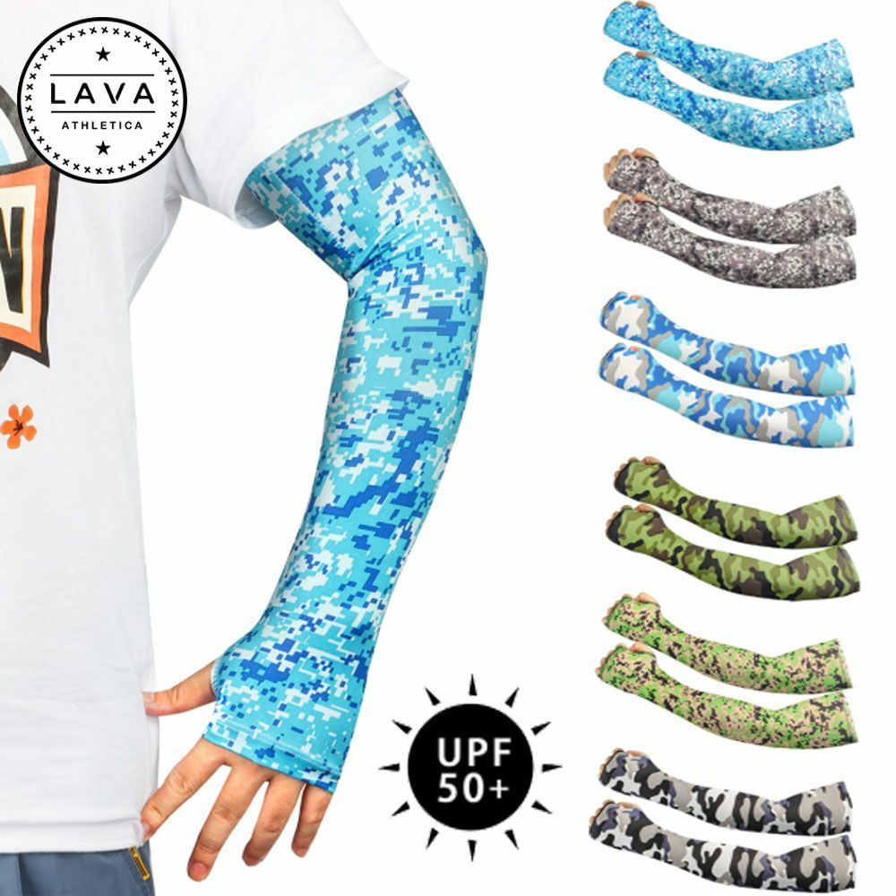 Camo Cooling Arm Sleeves Cover UV Sun Protection Sports Outdoor For Men Womens