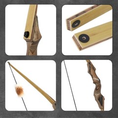 60″ Hunting Longbow Bow Arrow Kit LH/RH 20-50lbs Takedown Wooden Riser Shooting