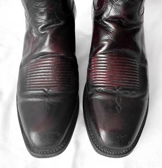 J. Chrisholm Black Cherry Red Leather Cowboy Boots, Men’s Sz. 8.5D