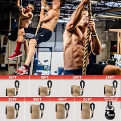 Climbing Rope Gym Workout – 10FT Heavy Duty Jute Thick Ropes for Adults Strength