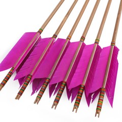 33» Archery Bamboo Arrow 4 Feather Longbow Traditional Recurve Bow Tips Hunting