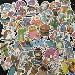 50 Mixed Colors Sticker Lot Book Fun Pack Skateboard Laptop Car Decals Kids