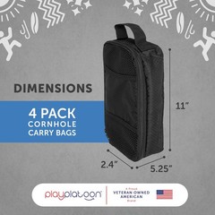 Cornhole Bag Carrying Case 4-Pack Mesh Window Name Tag Slot Zippered Top Handle
