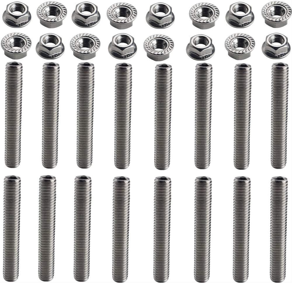 16Pcs Stainless Exhaust Manifold Stud Kit 2 Manifolds for Ford 4.6 & 5.4 Liter V