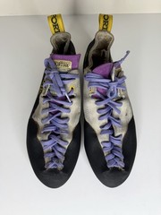 Vintage La Sportiva Rock Climbing Shoes Women’s 41.5 Gray Purple Lace Up Italy