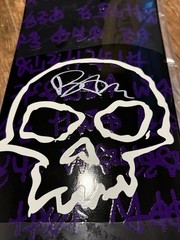 Bam Margera Signed Skateboard Deck Skull Graphic Purple 8.25
