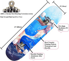 Skateboards for Girls Beginners Kids Teens Adults Women,31»X8»,7-Layer Maple,D
