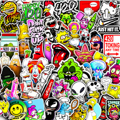 50 pcs Random Vinyl Stickers Pack Graffiti Urban Decals for Laptops, Skateboards