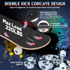 Pro Complete Skateboards for Beginners Girls Boys Kids Youths Teens Adults 31…