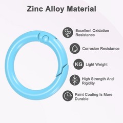 24-Pack Metal Spring O Rings, 5/8″ Zinc Alloy Keyring Buckle [Light Blue]