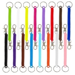 16Pcs Retractable Spring Coil Keychain Colorful Spiral Wrist Coil Key Chains