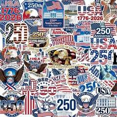 USA 250th Anniversary 3 Random Stickers Patriotic Decal Celebration Fun Pack!