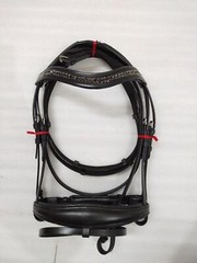 New Leather Padded Comfort Bridle With Black Colour Stone and Padding.